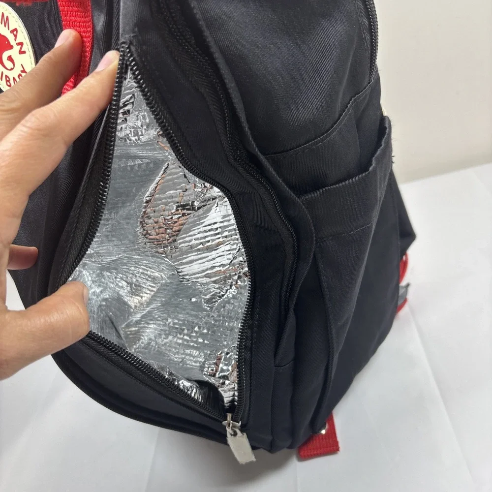 Aardman Hibaby Diaper Lap Top Bag Pockets BackPack‎ Bottle & Wipes Storage Black